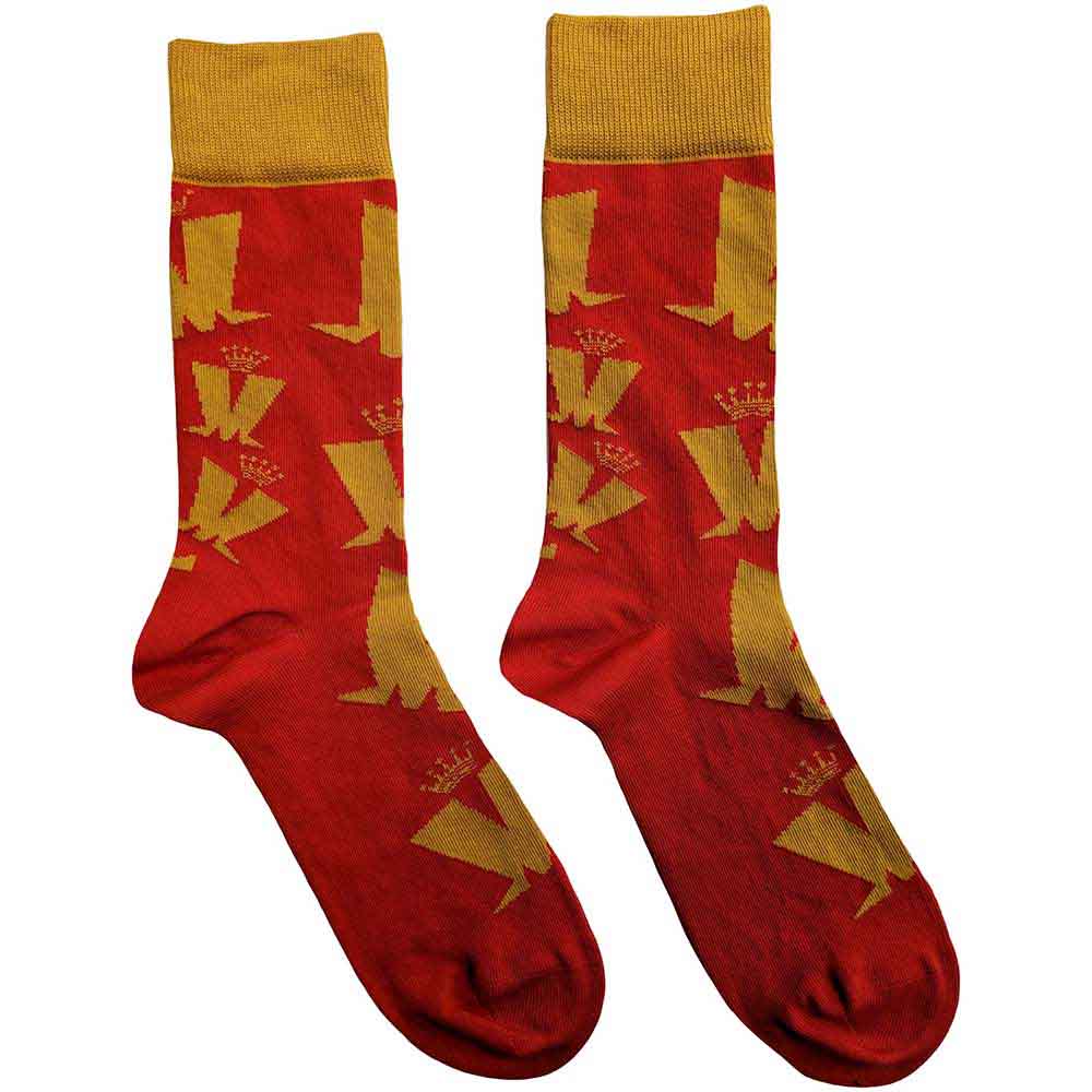 Madness Unisex Ankle Socks: Crown & M Pattern (Red) (UK Size 7 - 11)