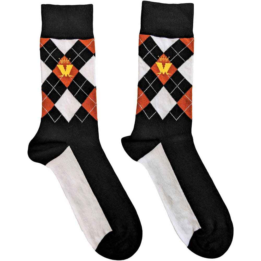 Madness Unisex Ankle Socks: Crown & M Brown Diamond (Black) (UK Size 7 - 11)