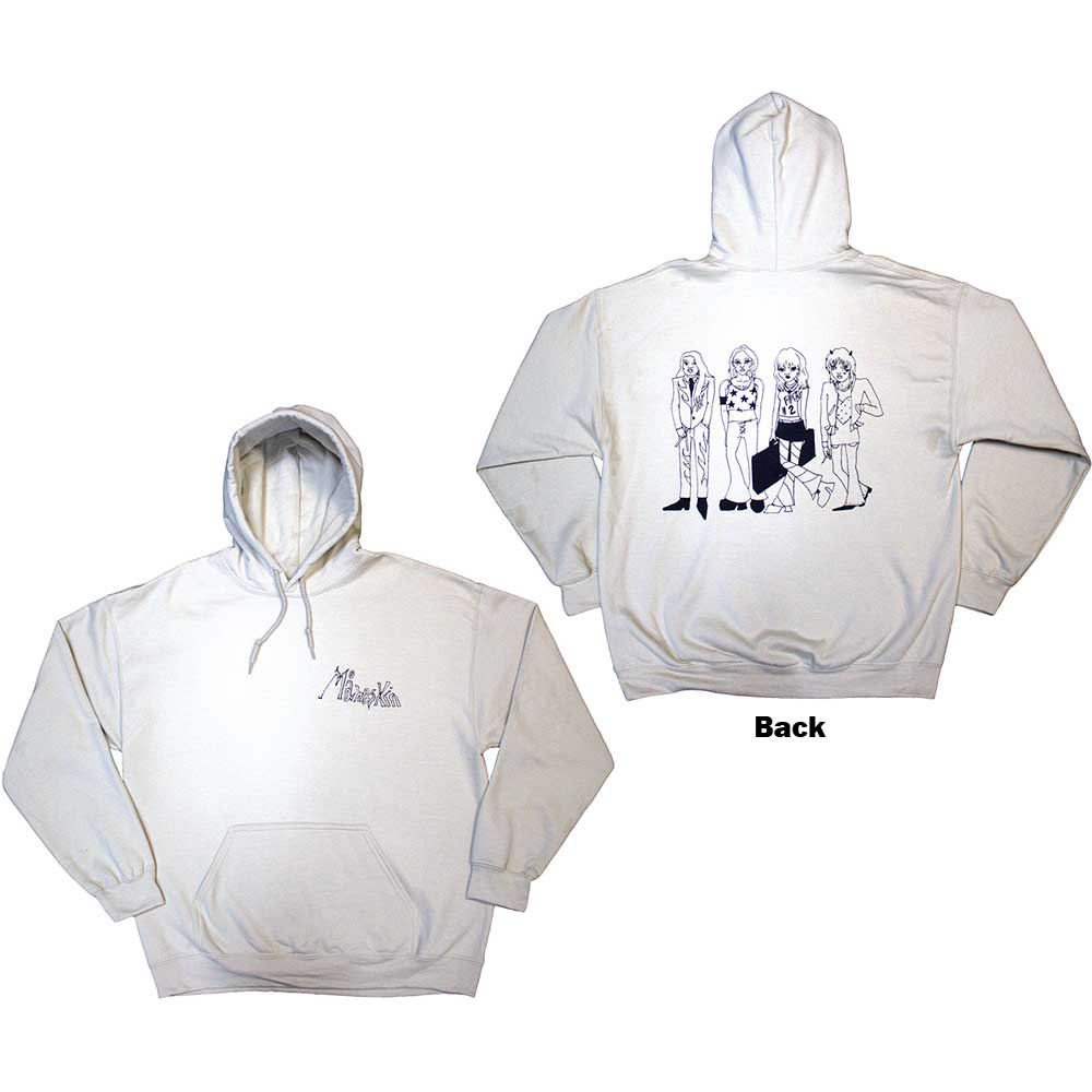 Maneskin Unisex Pullover Hoodie: Pocket Logo & Mini Doodles (Sand) (Back Print & Ex-Tour) (XX-Large)