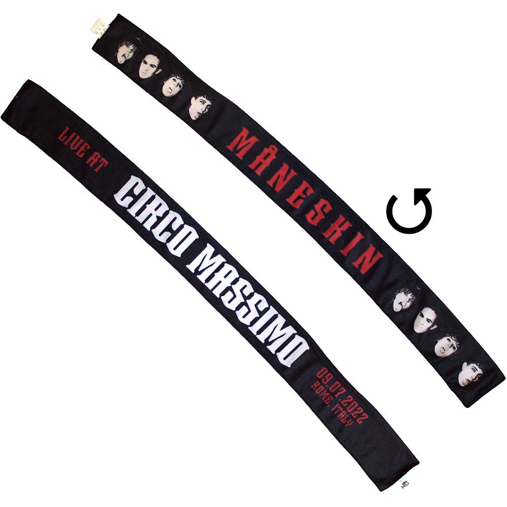 Maneskin Unisex Head Tie: Live At Circo Massimo 2022 (Black) (Back Print & Ex-Tour)