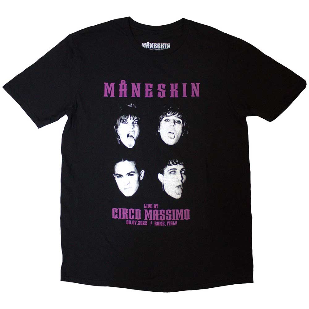 Maneskin Unisex T-Shirt: Live At Circo Massimo 2022 Faces (Black) (Ex-Tour)