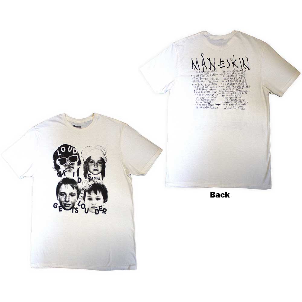 Maneskin Unisex T-Shirt: Loud Kids European Tour '23 (Natural) (Back Print & Ex-Tour) (X-Large)