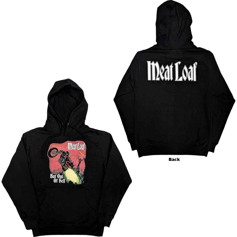 Meat Loaf Unisex Pullover Hoodie: Bat Out Of Hell (Black) (Back Print)