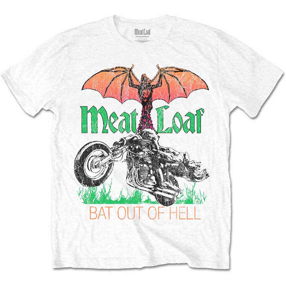 Meat Loaf Unisex T-Shirt: Bat Out Of Hell (White)