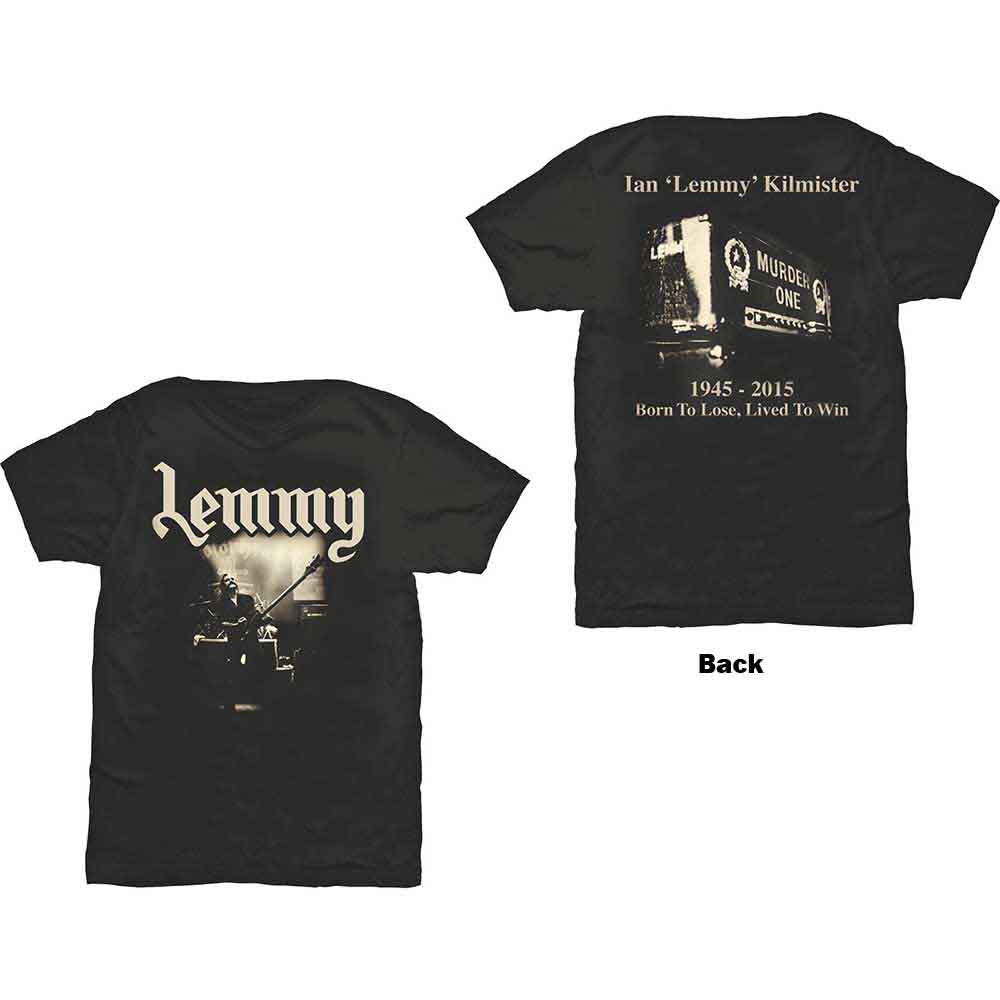 Lemmy Unisex T-Shirt: Lived to Win (Black) (Back Print)