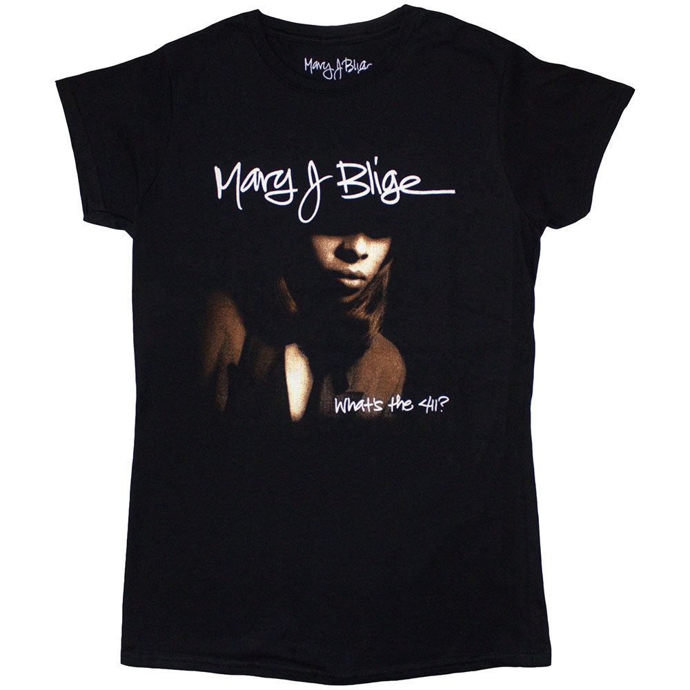 Mary J Blige Ladies T-Shirt: Cover (Black)