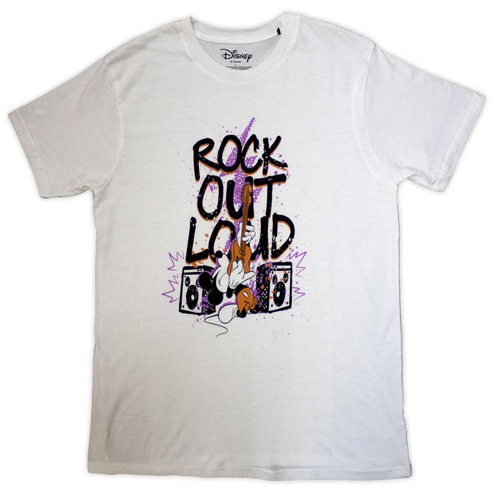 Disney Unisex T-Shirt: Mickey Mouse Rock Out Loud (White)