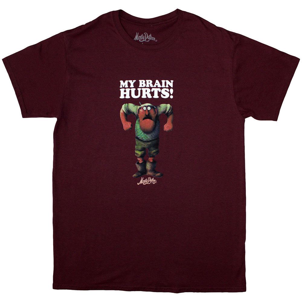 Monty Python Unisex T-Shirt: My Brain Hurts (Maroon Red)