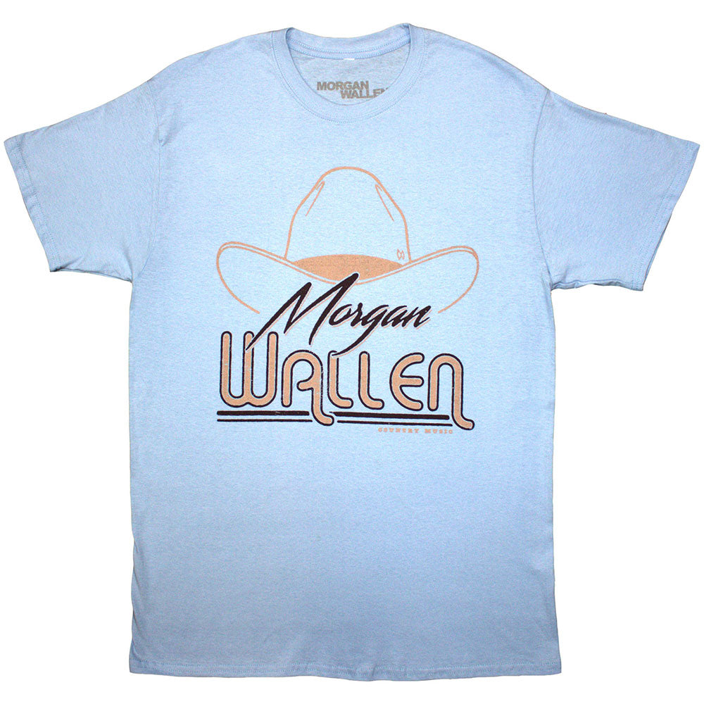 Morgan Wallen Unisex T-Shirt: Cowboy Hat (Light Blue)