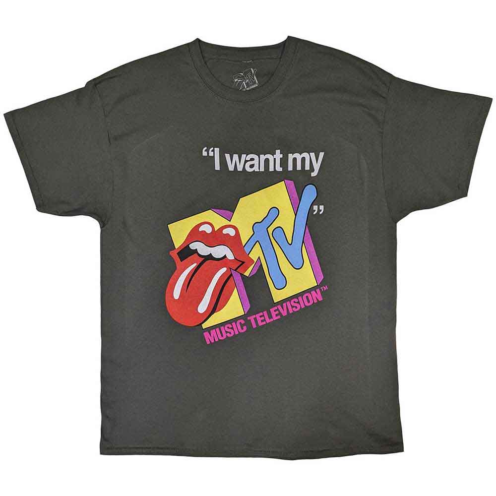 MTV Unisex T-Shirt: Rolling Stones I Want My MTV (Charcoal Grey)