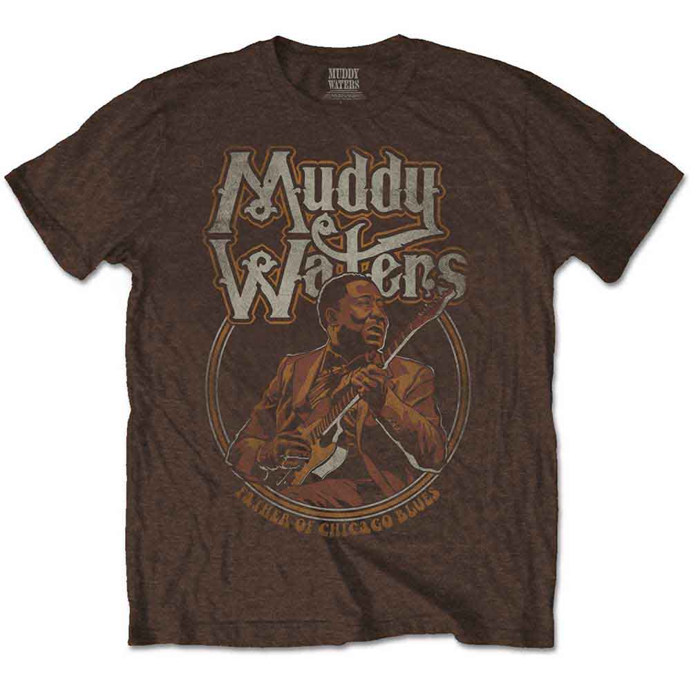 Muddy Waters Unisex T-Shirt: Father of Chicago Blues (Brown)