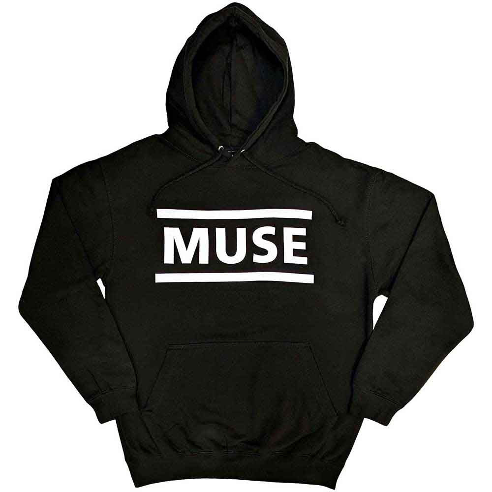 Muse Unisex Pullover Hoodie: White Logo (Black)