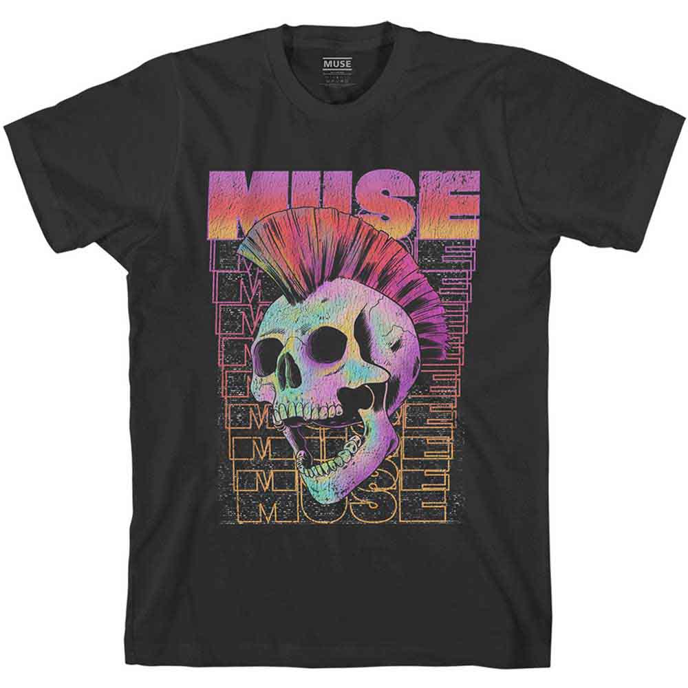 Muse Unisex T-Shirt: Mowhawk Skull (Black)