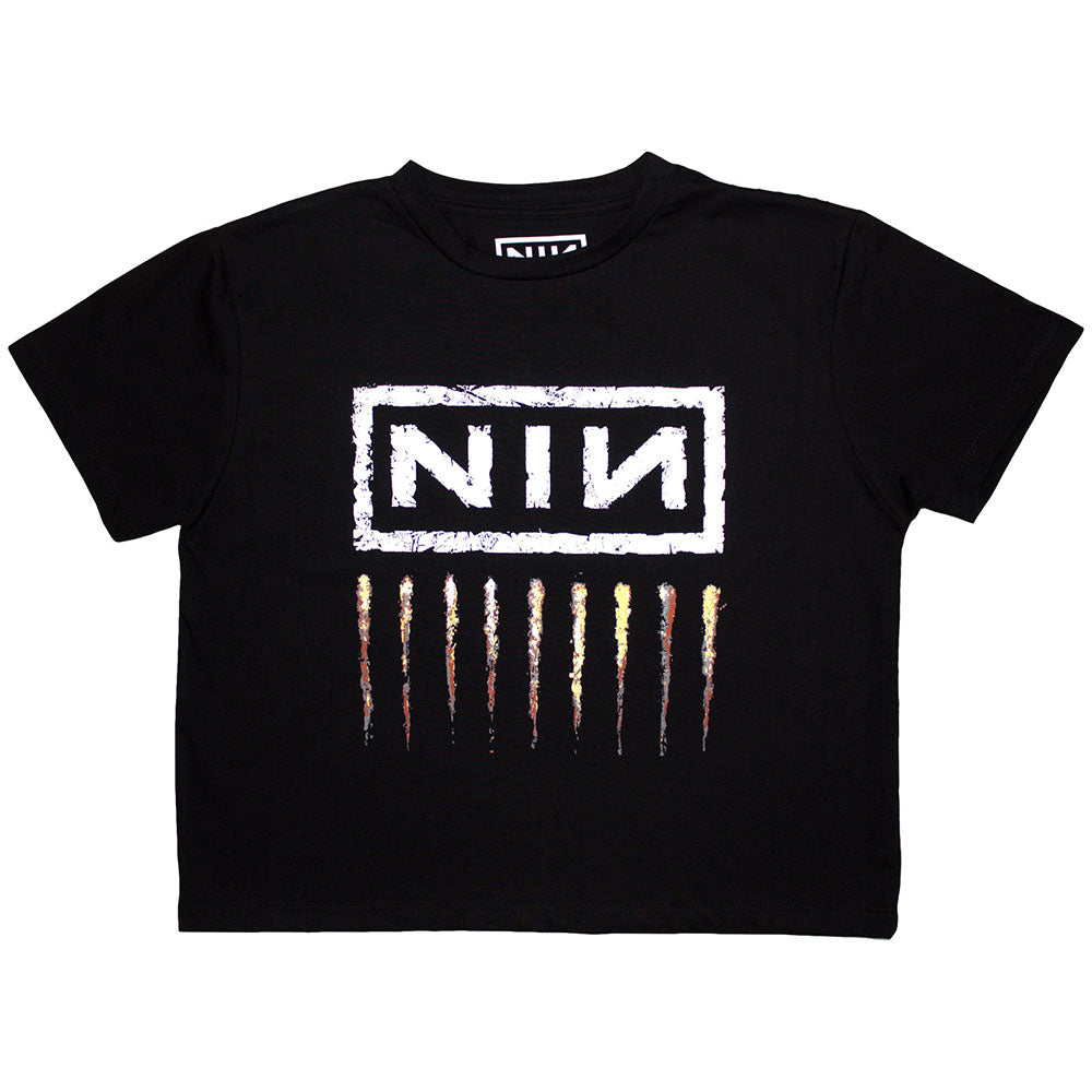 Nine Inch Nails Ladies Crop Top: Downward Spiral (Black)