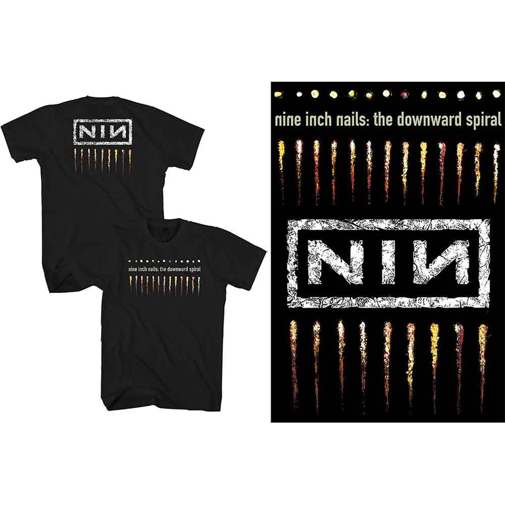 Nine Inch Nails Unisex T-Shirt: Downward Spiral (Black) (Back Print)