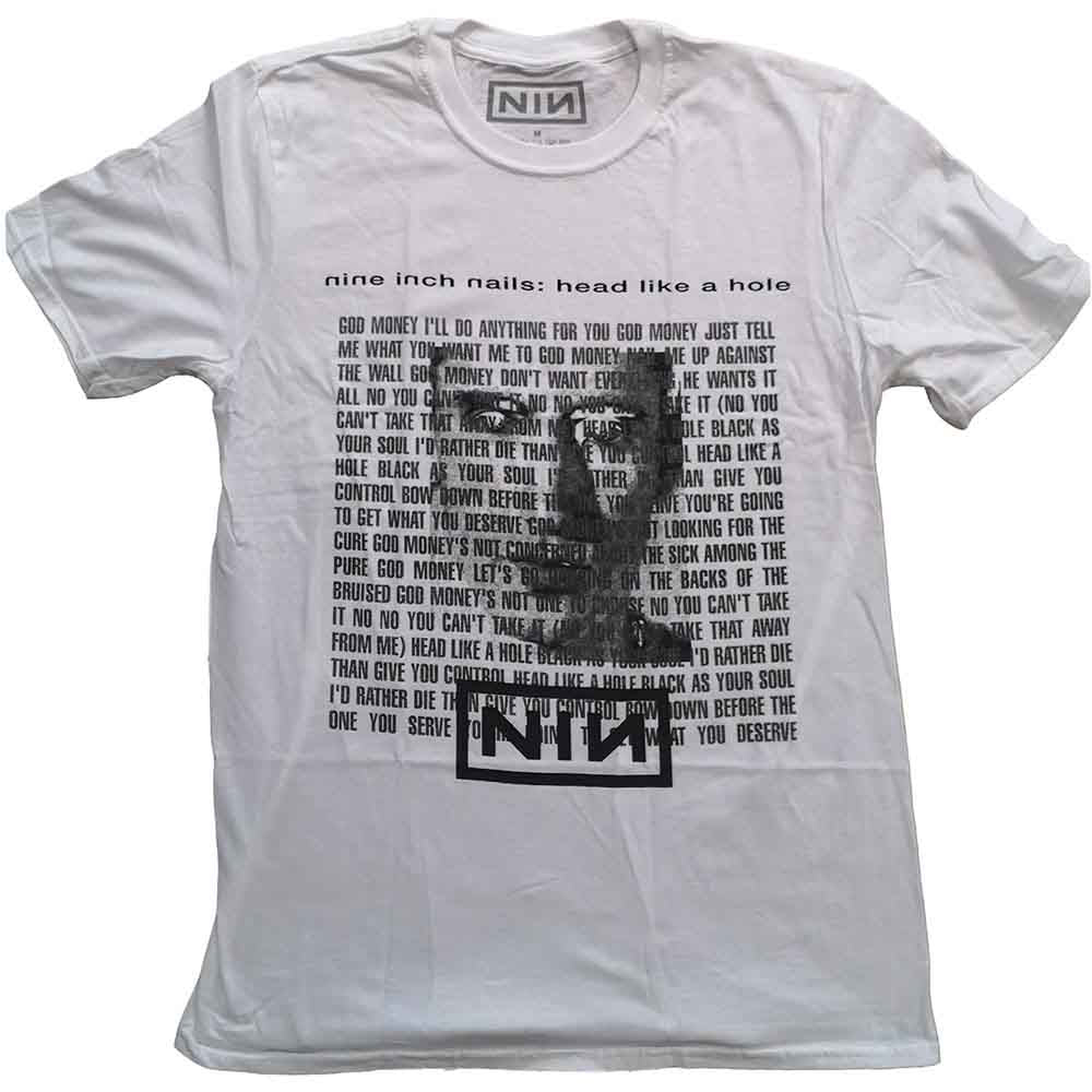 Nine Inch Nails Unisex T-Shirt: Head Like A Hole (White)