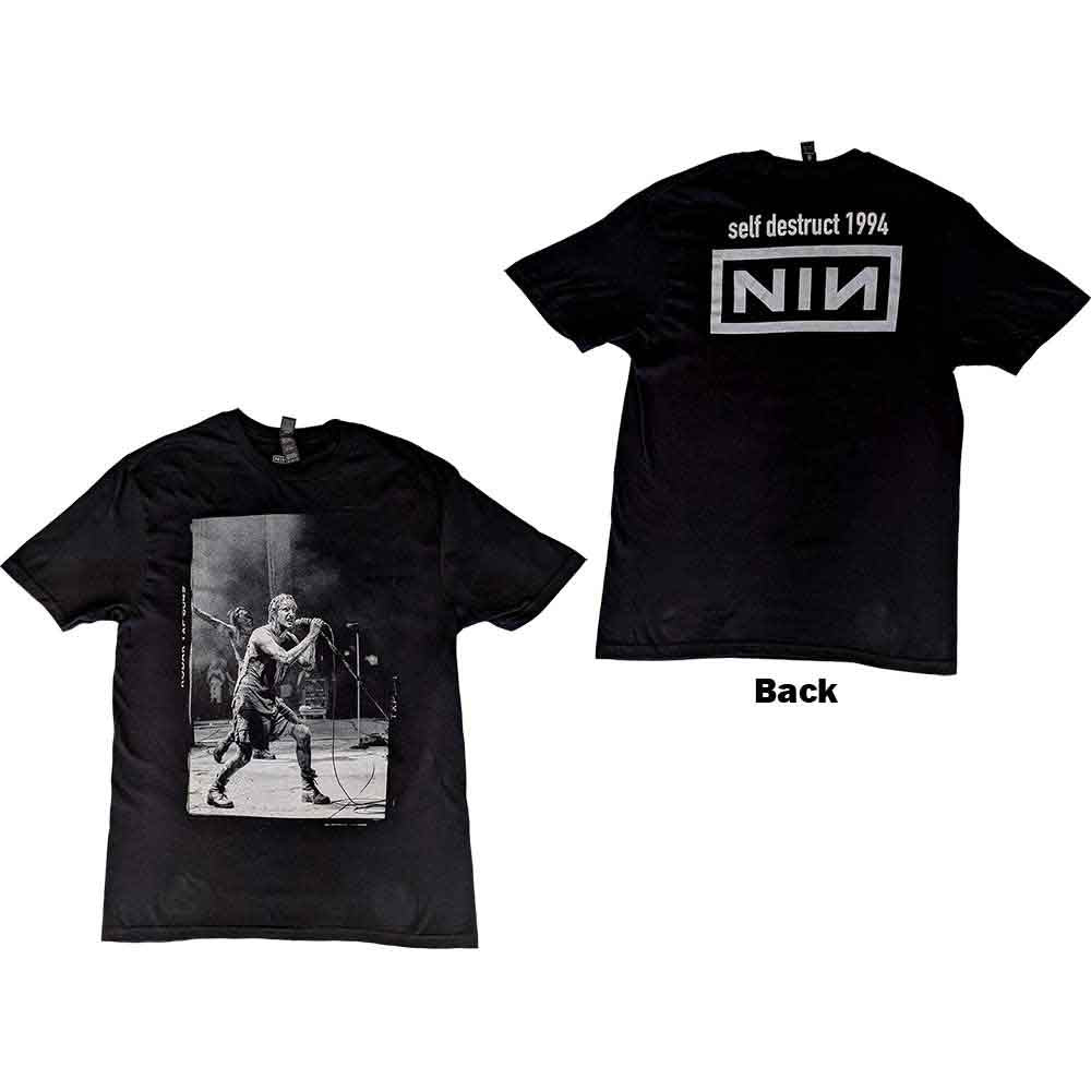 Nine Inch Nails Unisex T-Shirt: Self Destruct '94 (Black) (Back Print)