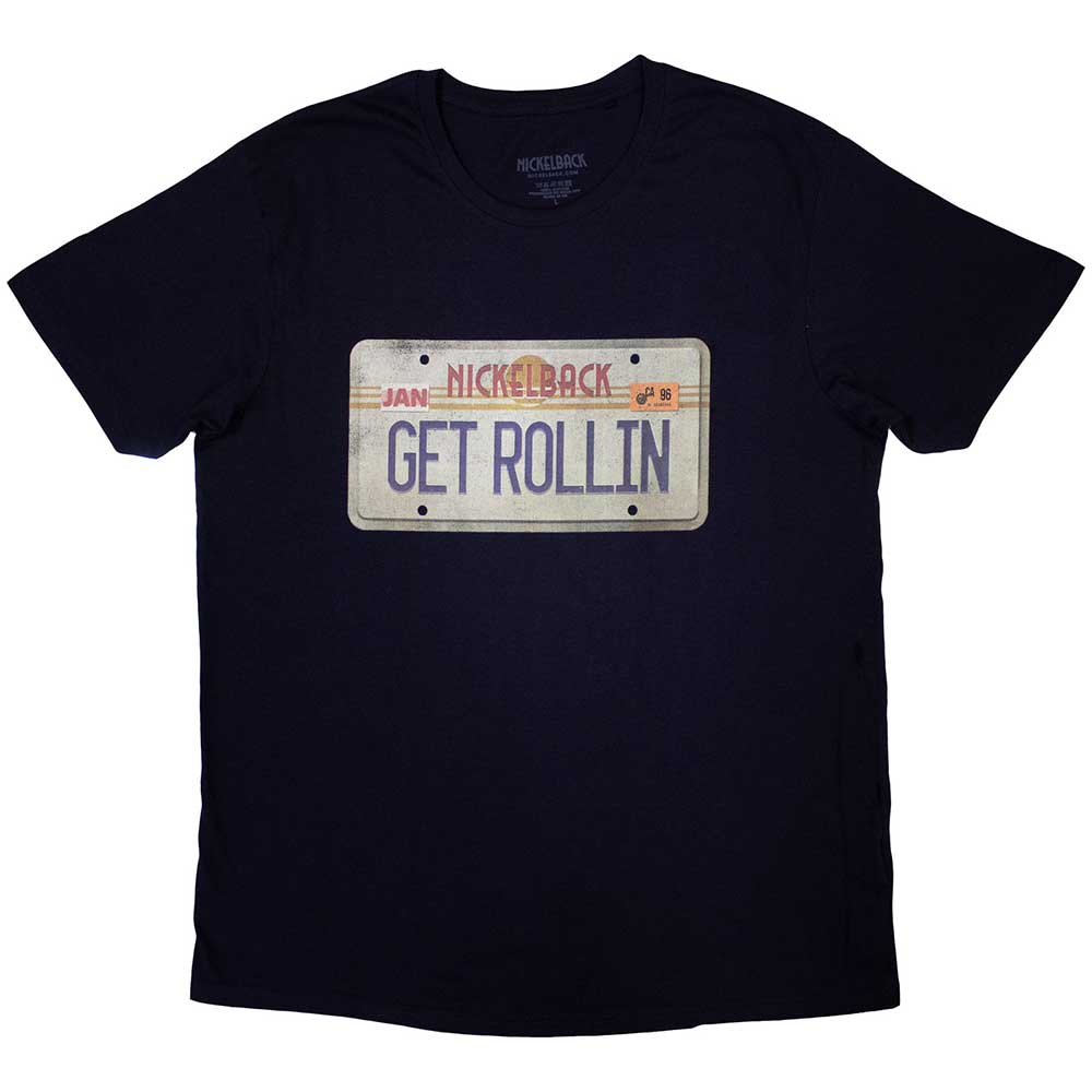 Nickelback Unisex T-Shirt: License Plate (Navy Blue)