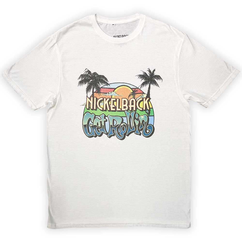 Nickelback Unisex T-Shirt: Get Rollin' Sunset (White)