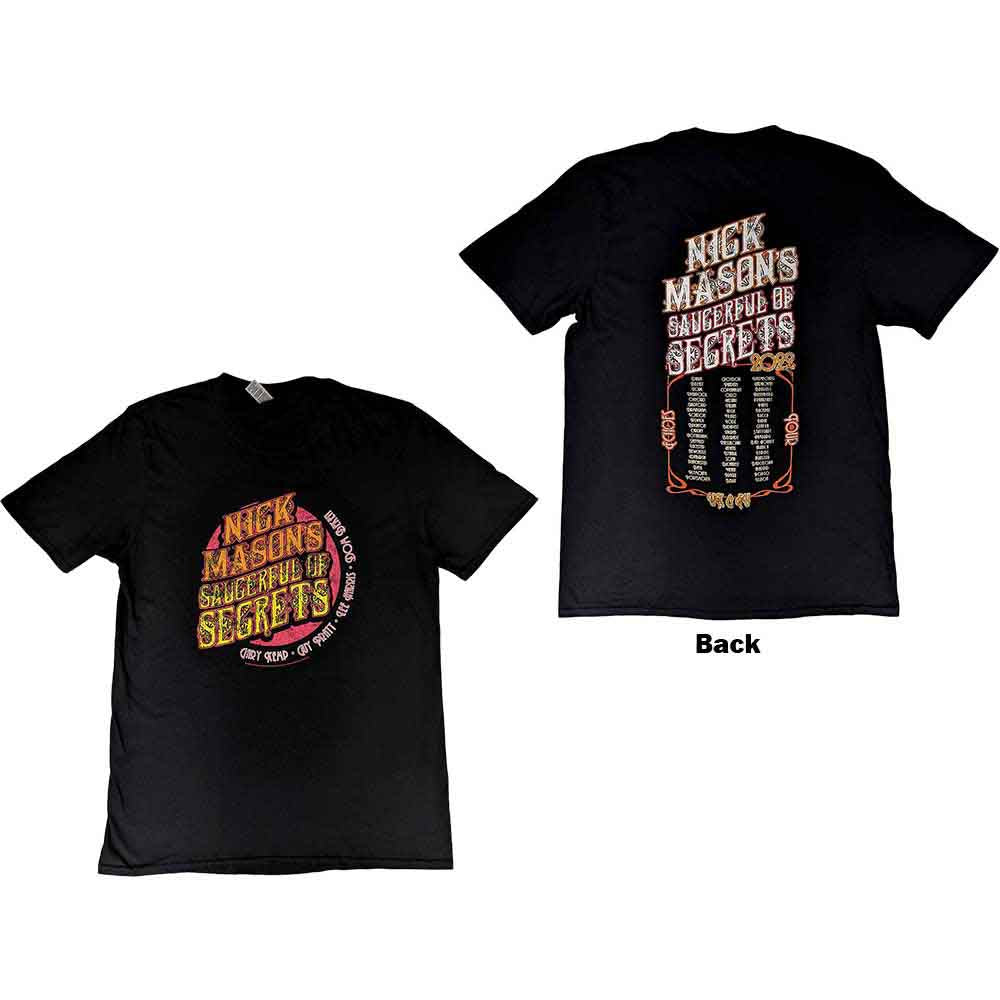 Nick Mason's Saucerful of Secrets Unisex T-Shirt: Echoes European Tour 2022 (Black) (Back Print & Ex-Tour)