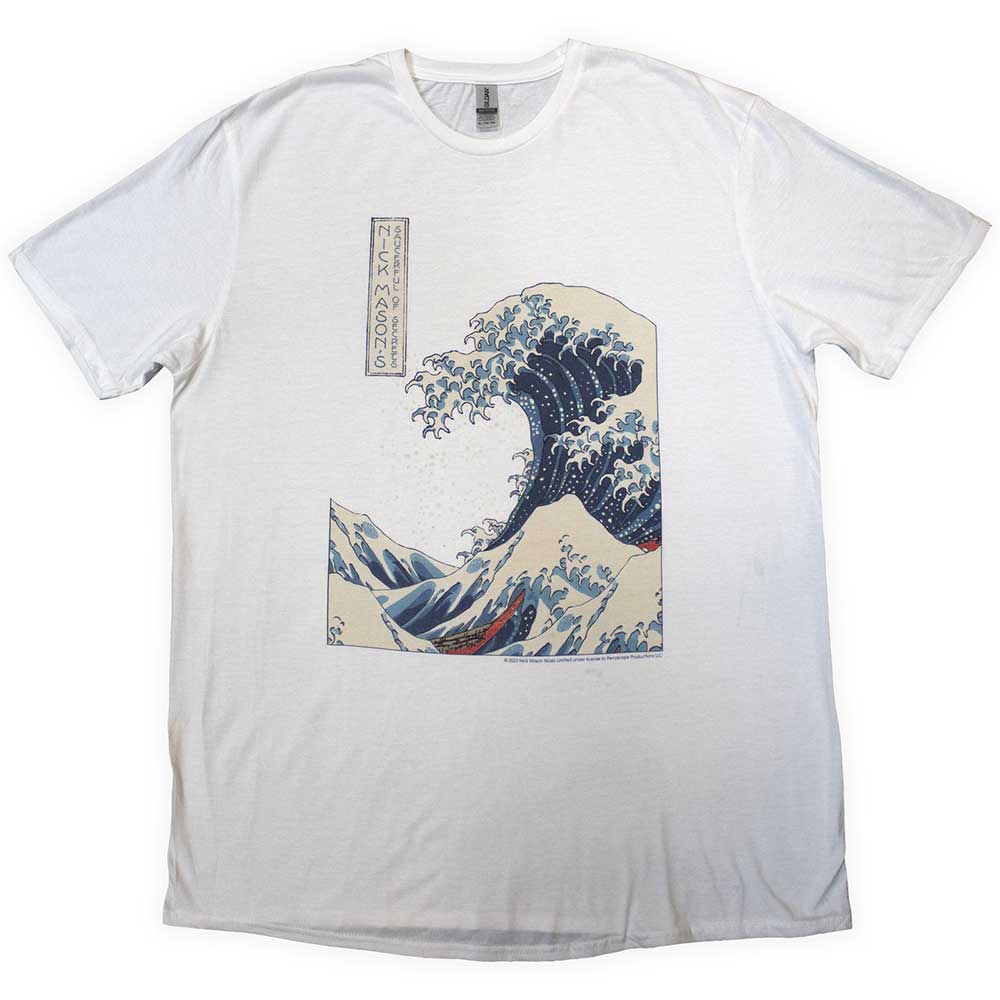 Nick Mason's Saucerful of Secrets Unisex T-Shirt: Hokusai Wave (White) (Ex-Tour)