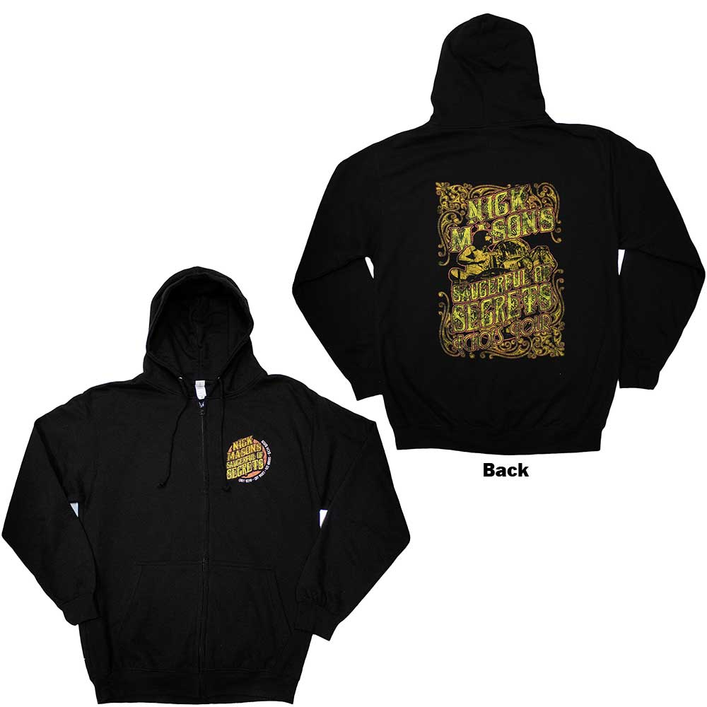 Nick Mason's Saucerful of Secrets Unisex Zipped Hoodie: Echoes Tour (Black) (Back Print & Ex-Tour)