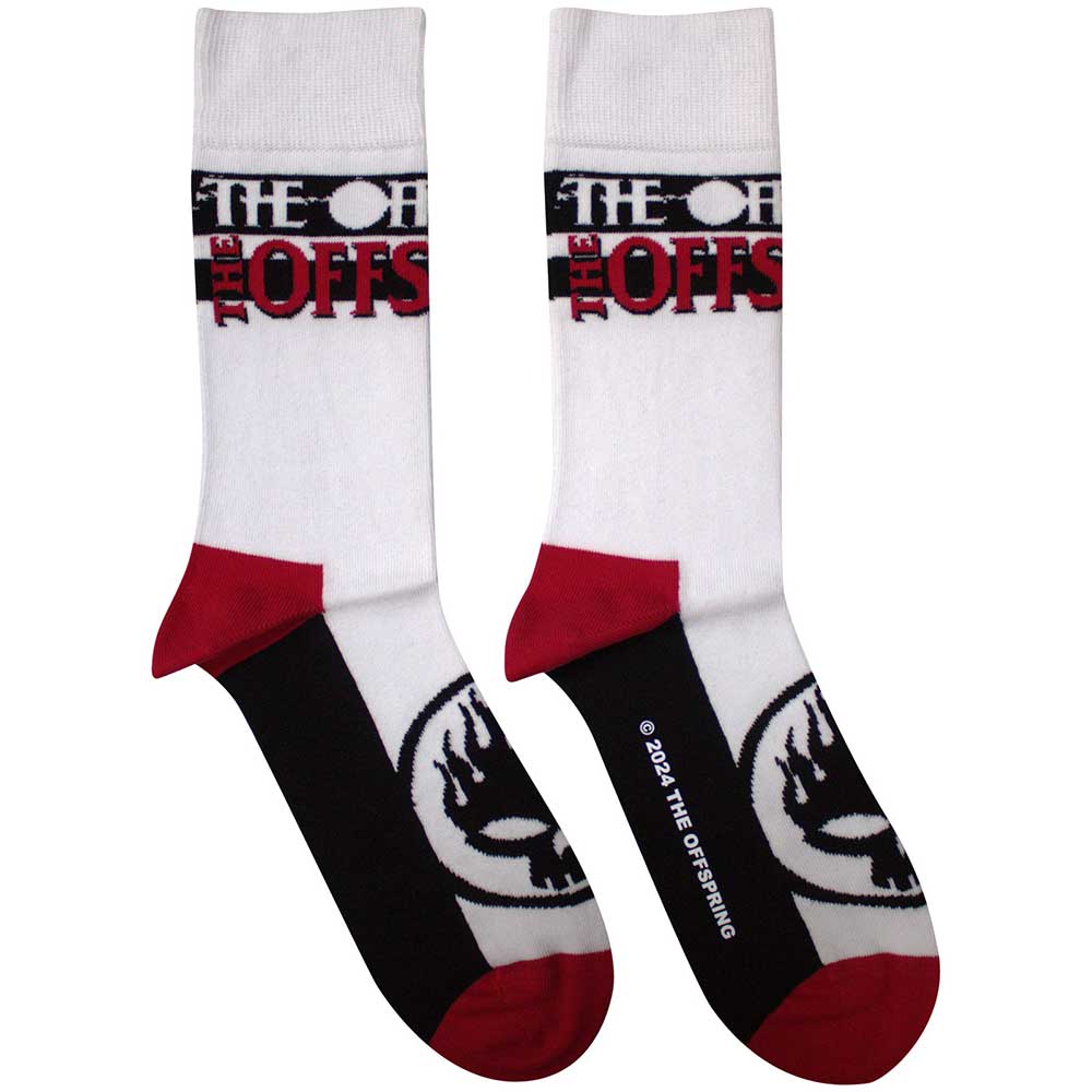 The Offspring Unisex Ankle Socks: Flaming Skull Logo (White) (UK Size 7 - 11)