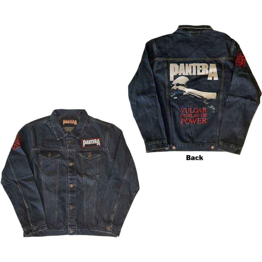 Pantera Unisex Denim Jacket: Vulgar Display of Power (Denim Blue) (Back & Sleeve Print)