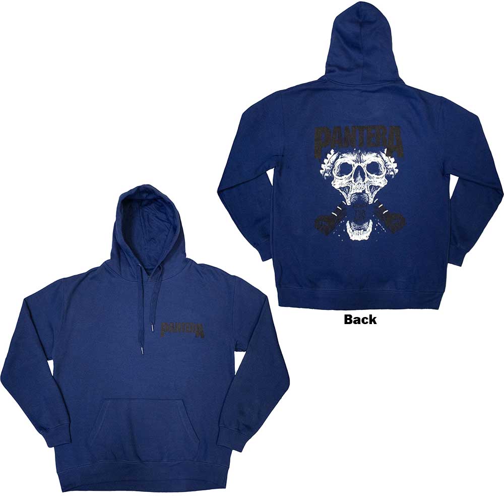 Pantera Unisex Pullover Hoodie: Mouth For War B&W (Blue) (Back Print)