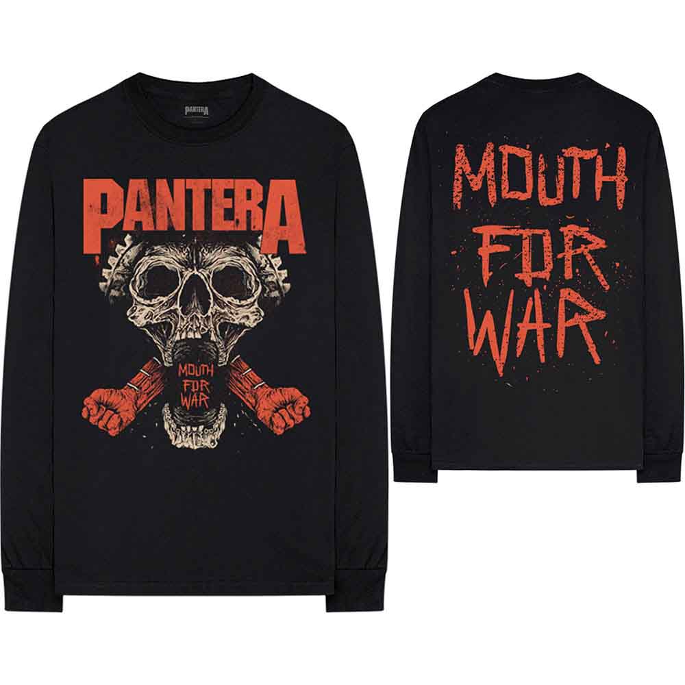 Pantera Unisex Long Sleeve T-Shirt: Mouth For War (Black) (Back Print)