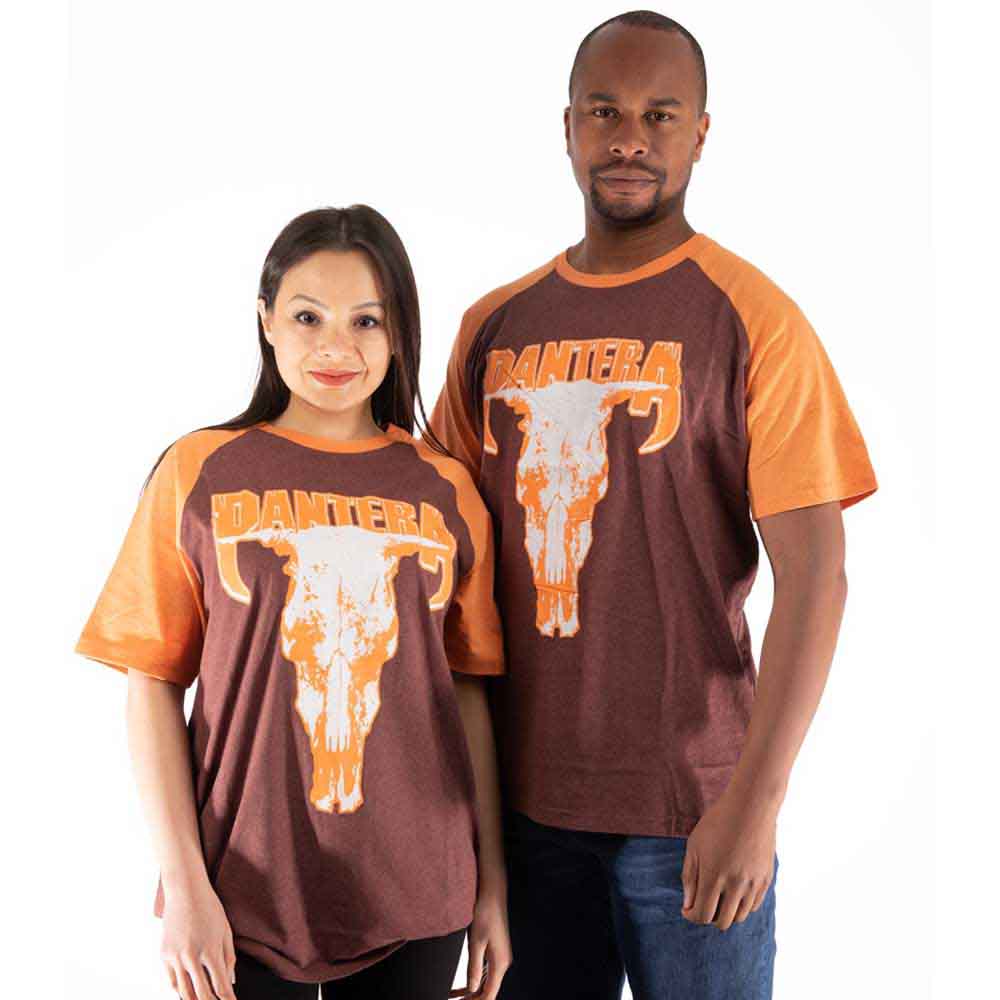 Pantera Unisex Raglan T-Shirt: Skull (Brown & Orange)