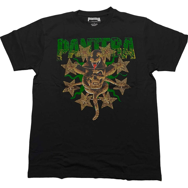 Skull & Snake (Diamante) Unisex Embellished T-Shirt | Pantera
