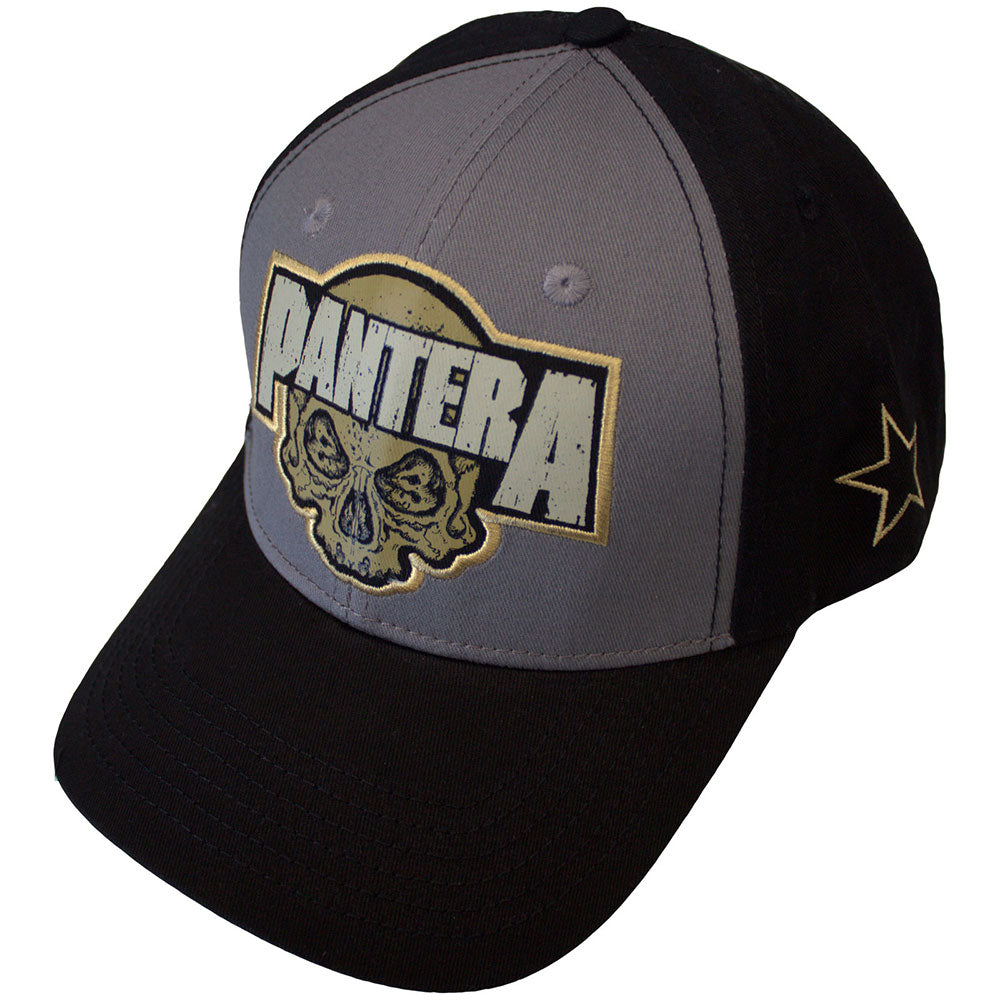 Pantera Unisex Mesh-Back Cap: Skull (Black & Charcoal Grey) (Side Print)