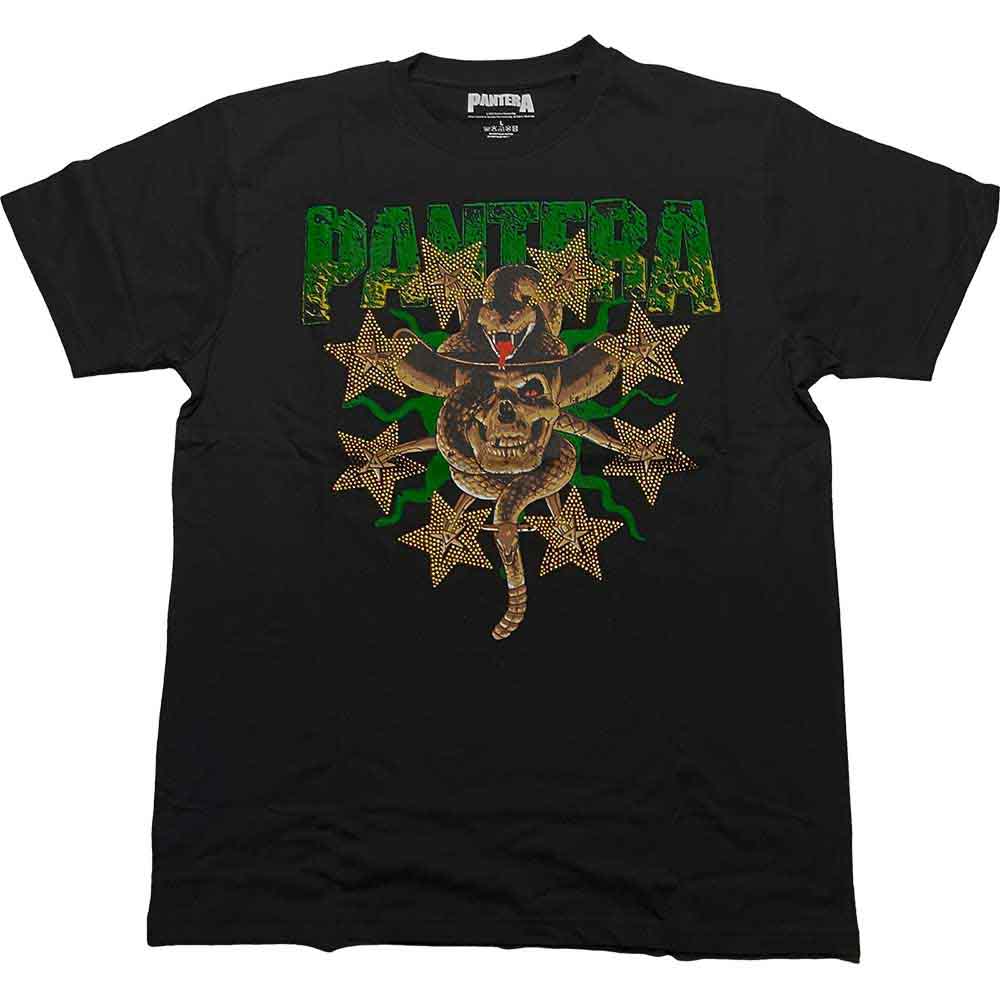 Pantera Unisex T-Shirt: Skull & Snake (Black) (Embellished)