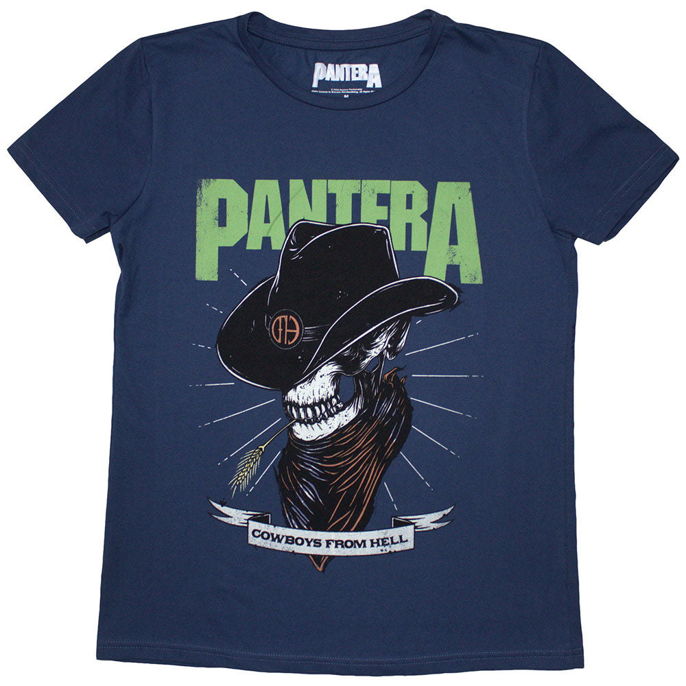 Pantera Ladies T-Shirt: Skeleton Cowboy (Denim Blue)