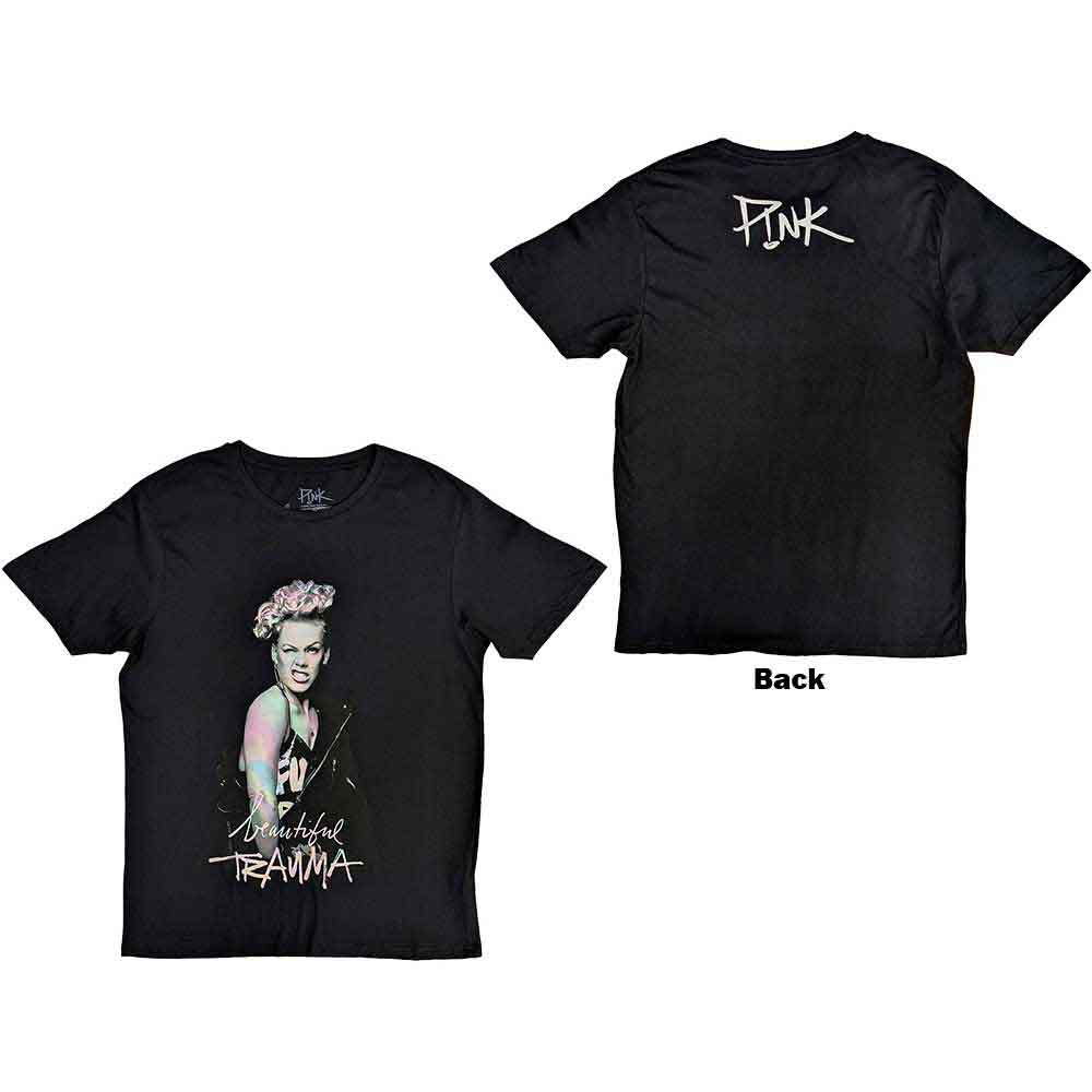 Pink Unisex T-Shirt: Wink (Black) (Back Print)