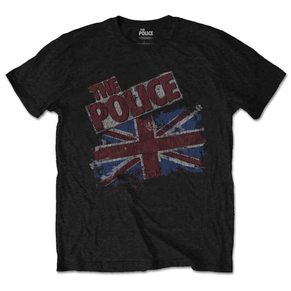 The Police Unisex T-Shirt: Vintage Flag (Black)