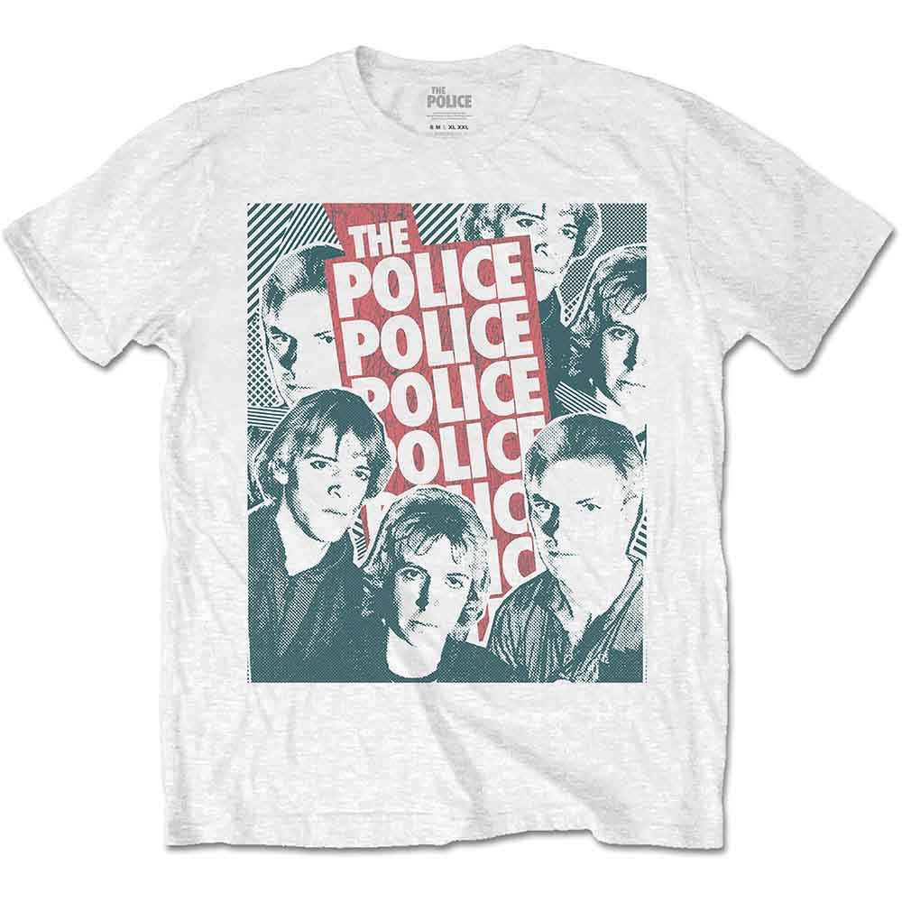 The Police Unisex T-Shirt: Half-tone Faces (White)