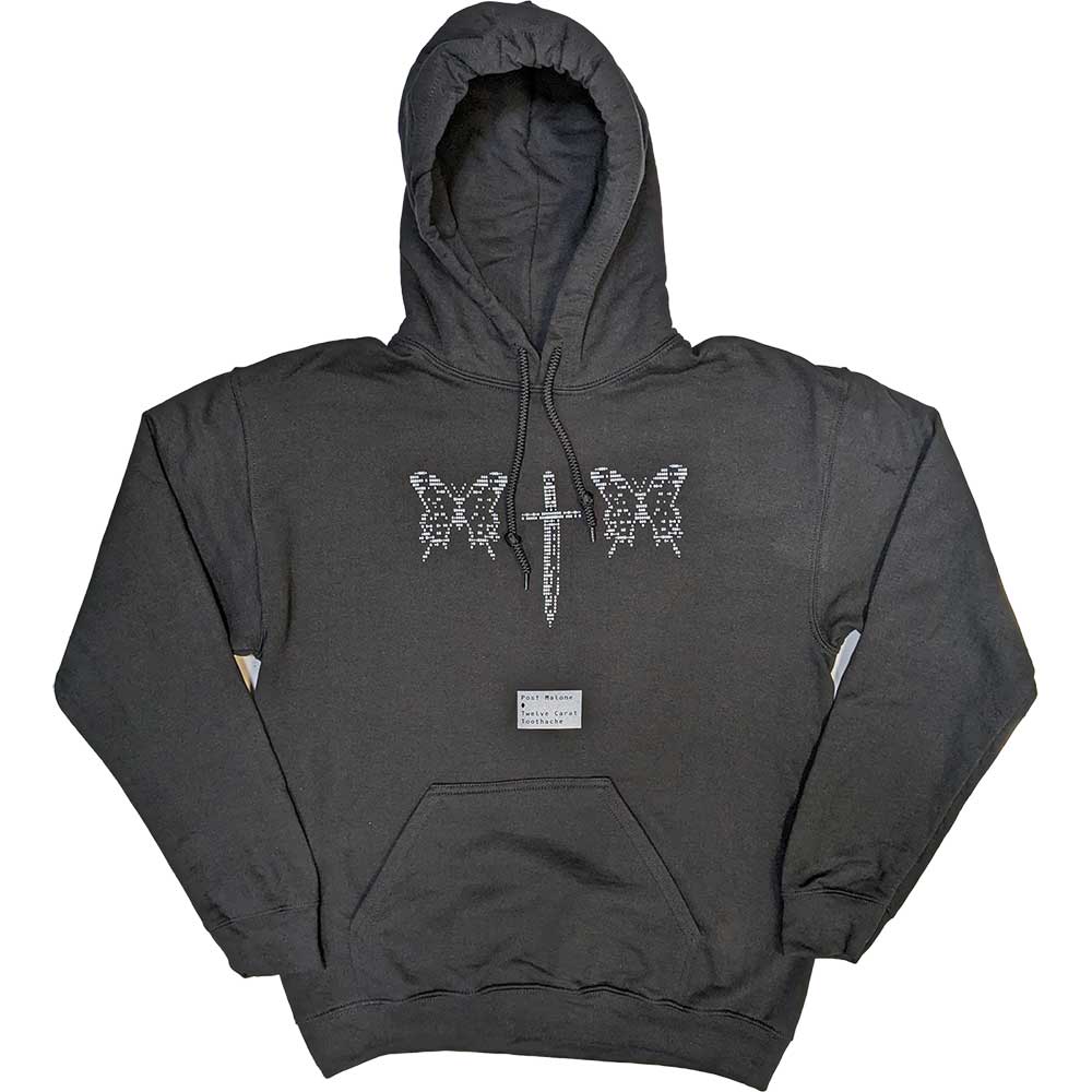 Post Malone Unisex Pullover Hoodie: Butterfly Knife (Black) (Ex-Tour)