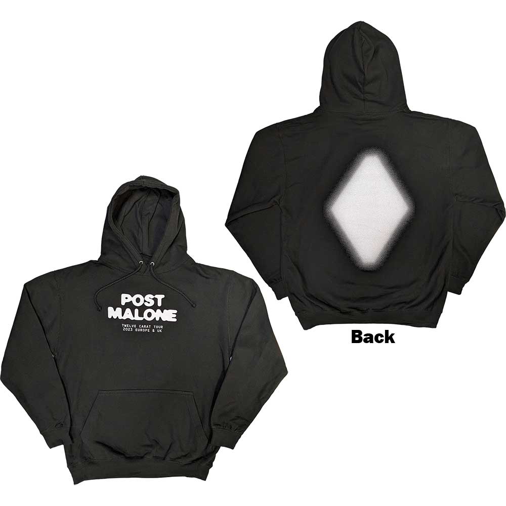 Post Malone Unisex Pullover Hoodie: Carat (Black) (Back Print & Ex-Tour)