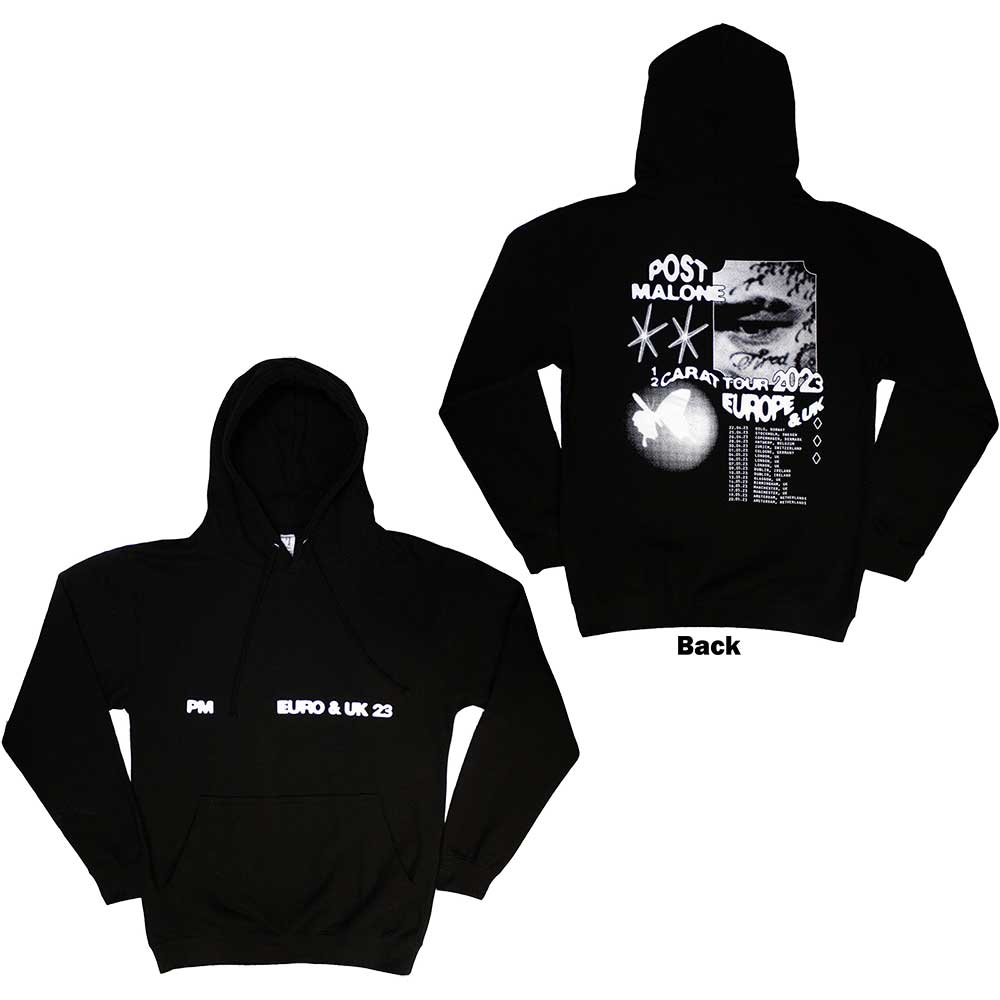 Post Malone Unisex Pullover Hoodie: Collage (Black) (Back Print & Ex-Tour) (Small)