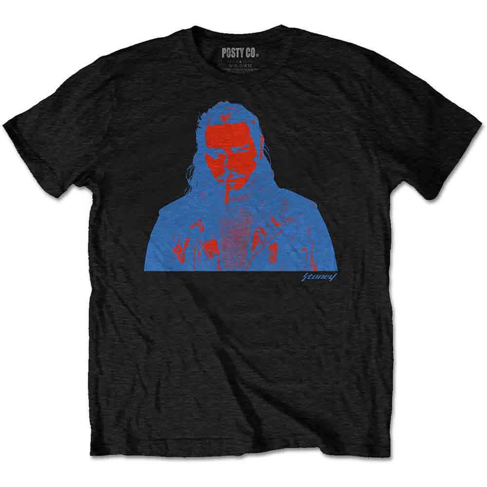 Post Malone Unisex T-Shirt: Red & Blue Photo (Black)