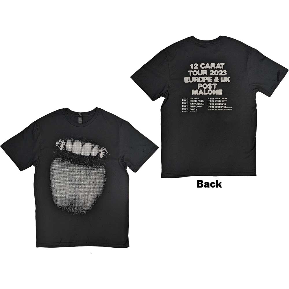 Post Malone Unisex T-Shirt: Fangs 2023 Tour Dates (Black) (Back Print & Ex-Tour)