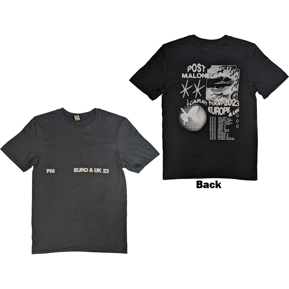 Post Malone Unisex T-Shirt: Collage (Black) (Back Print & Ex-Tour) (Small)