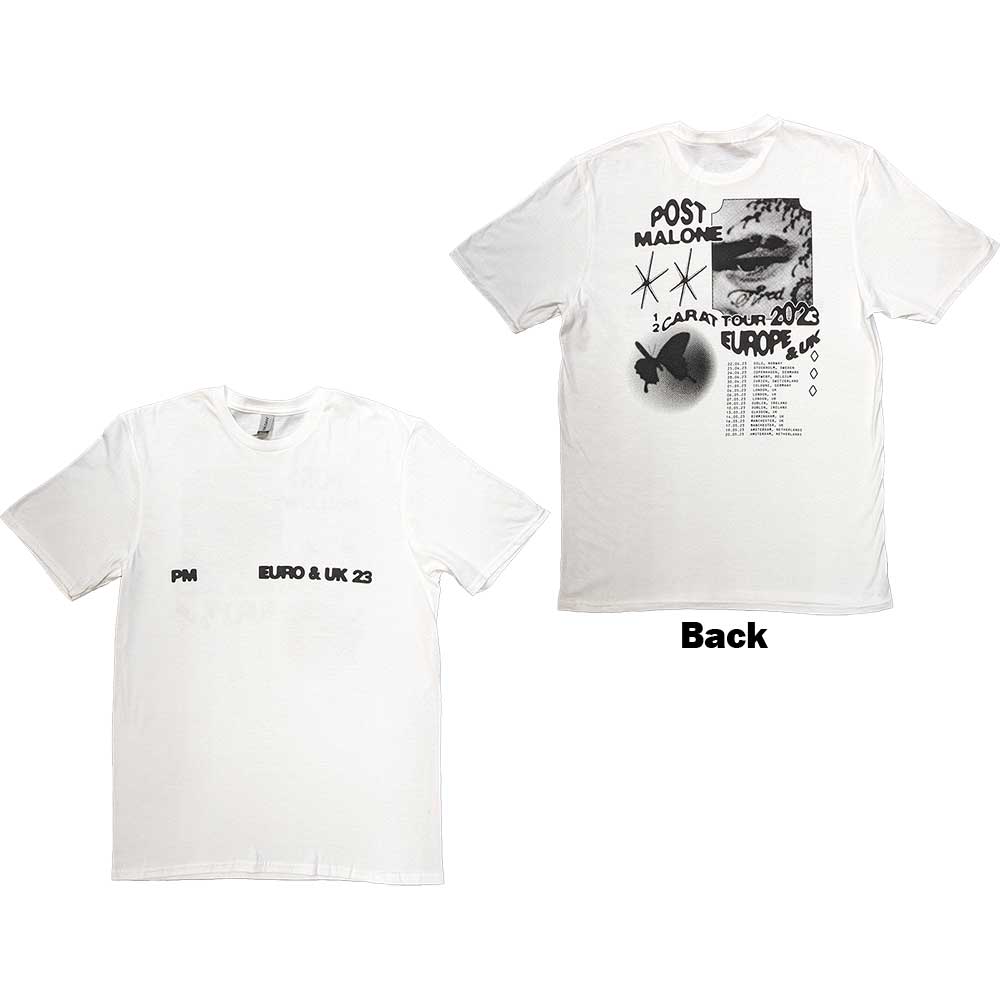 Post Malone Unisex T-Shirt: Collage (White) (Back Print & Ex-Tour)