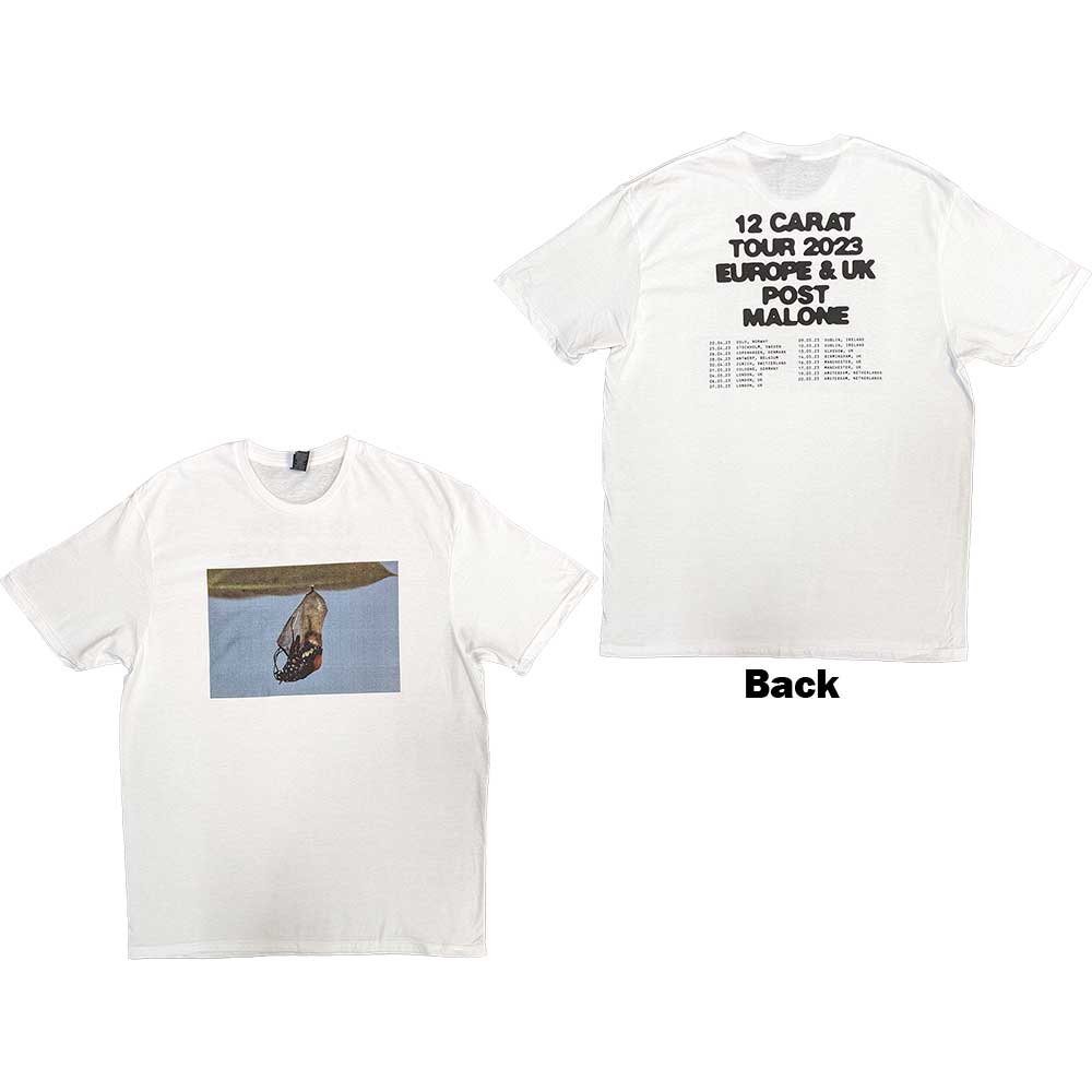 Post Malone Unisex T-Shirt: Resurface 2023 Tour Dates (White) (Back Print & Ex-Tour)