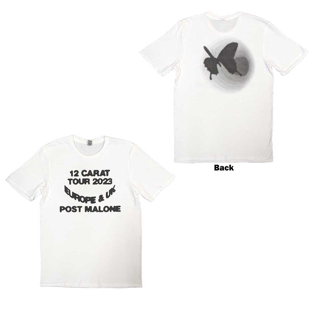 Post Malone Unisex T-Shirt: Spotlight 2023 Tour (White) (Back Print & Ex-Tour)