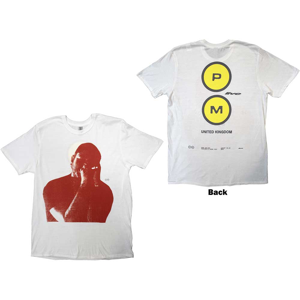 Post Malone Unisex T-Shirt: Red Photo Live (White) (Back Print & Ex-Tour)