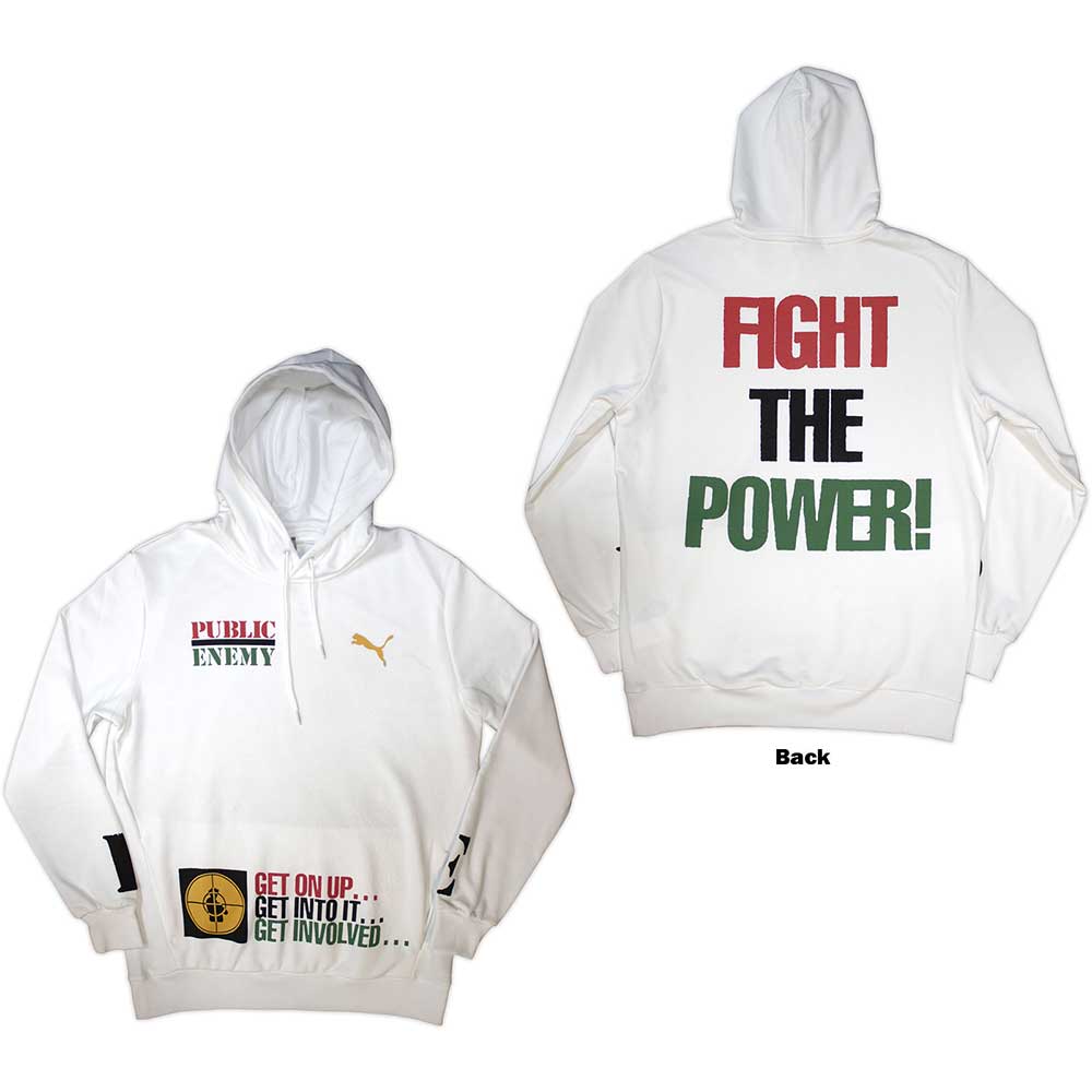 Public Enemy Unisex Pullover Hoodie: Fight The Power (White) (Back Print)