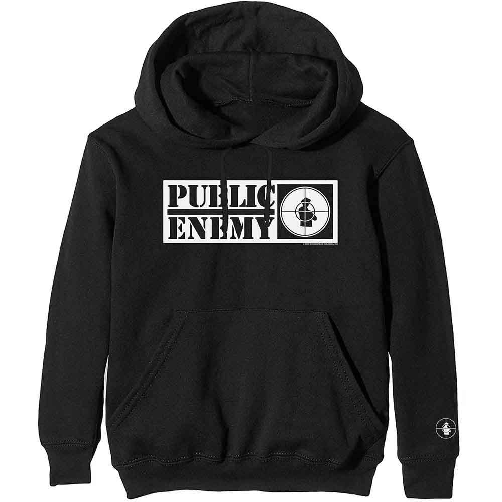 Public Enemy Unisex Pullover Hoodie: Crosshairs Logo (Black) (Sleeve Print)